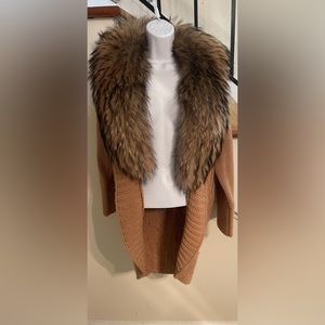 Alice and Olivia Cardigan sweater with fur collar